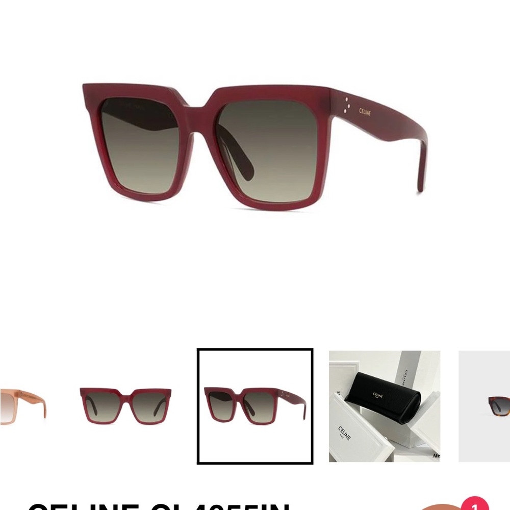 Celine Red Oversized Square Sunglasses
